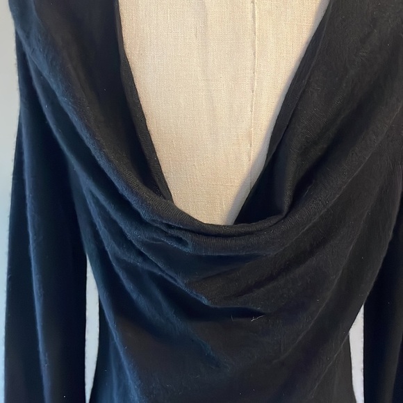 Garfield & Marks women’s 100% cashmere sweater cowl drape open back black L - Picture 5 of 7